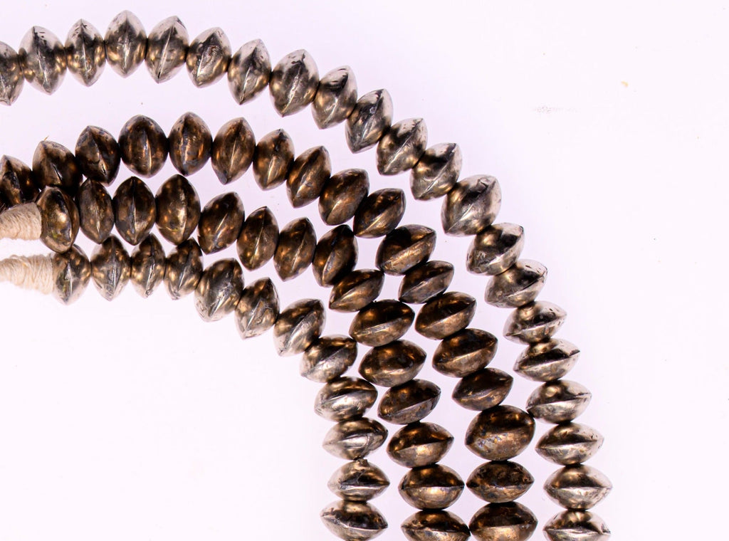 Small Handmade Saucer Bi-cone Beads from Mali, Silver Alloy