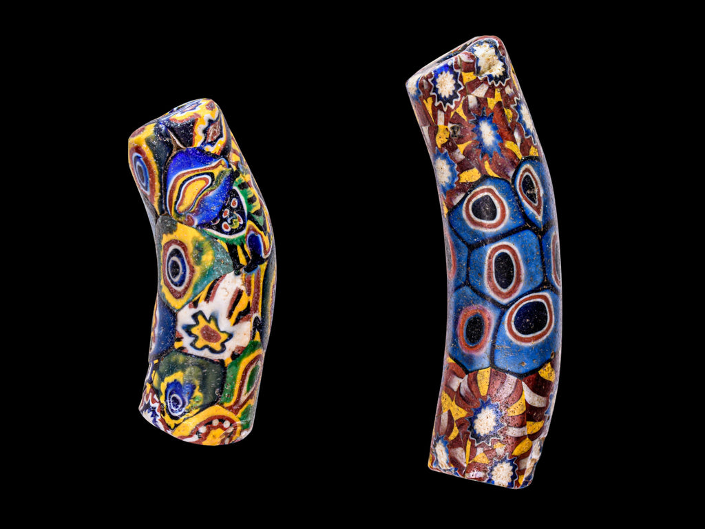 Antique venetian african trade rare elbow millefiori bead composite murrine
