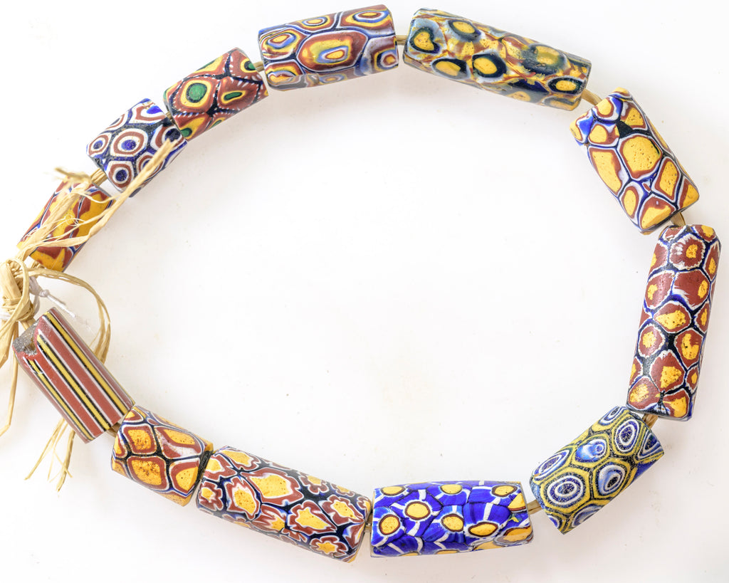 VAM500,African trade millefiori, African Trade Venetian, Antic Millefiori Bead, Antique Trade Beads, Collectible Bead, Collectible Beads, Elbow Bead, Elbow Venetian, venetian millefiori, venetian millefiori beads