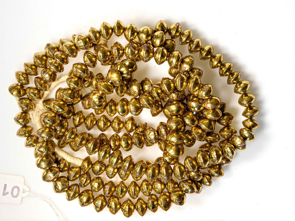 Medium Saucer Bi-cone Beads from Mali, Brass 