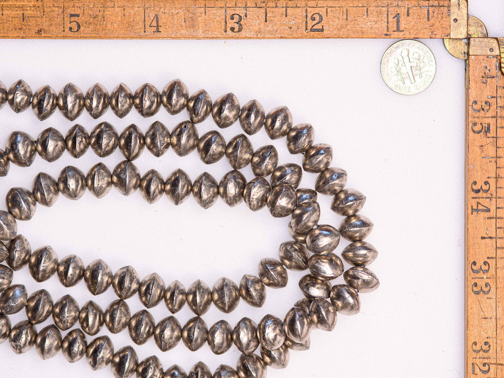 Small Handmade Saucer Bi-cone Beads from Mali, Silver Alloy