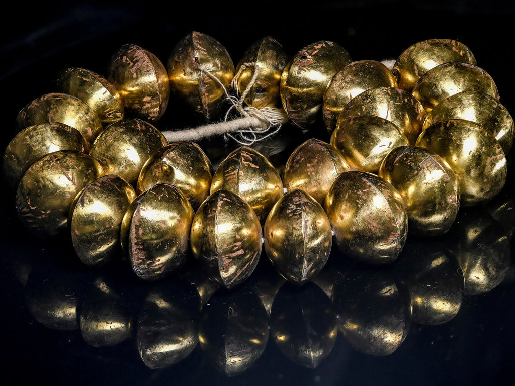 X-Large Handmade Saucer Beads from Mali, Brass 