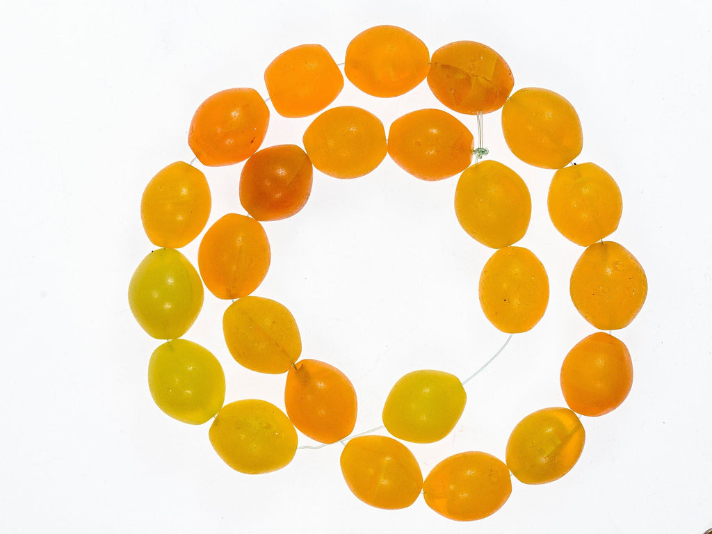 Bohemian Medium Colodente "Pigeon Egg"  Glass Beads, Yellow 0990