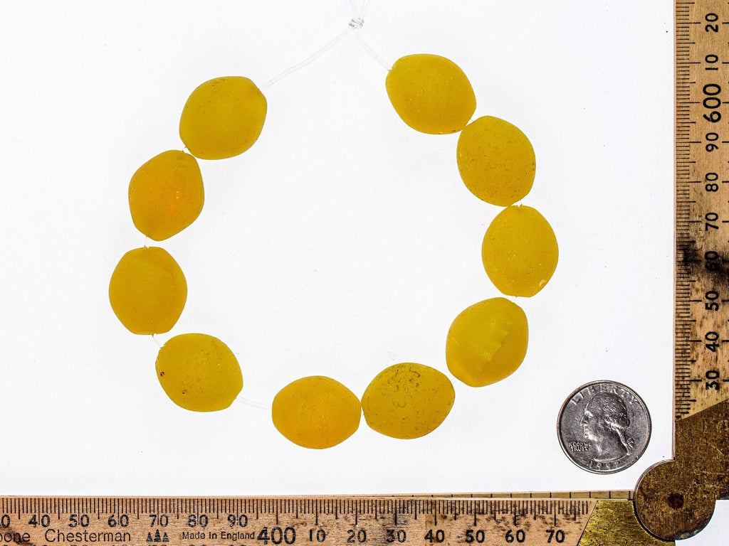 Bohemian Medium Colodente "Pigeon Egg"  Glass Beads, Yellow 0990