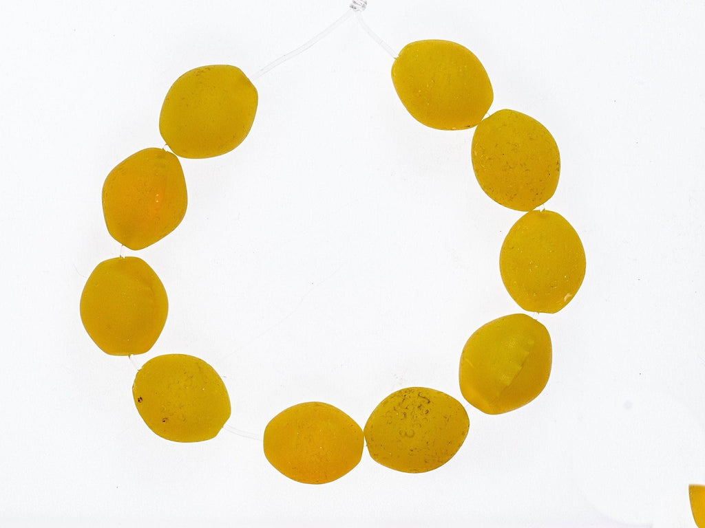 Bohemian Medium Colodente "Pigeon Egg"  Glass Beads, Yellow 0990