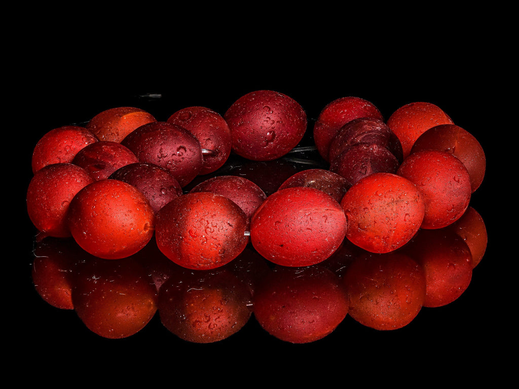 Bohemian Large Colodente "Pigeon Egg"  Glass Beads, Red  0994