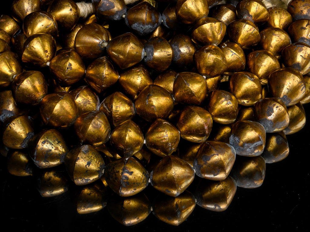 Large Handmade Bi-cone Brass Saucer Beads from Mali (16x18mm) VB_0179