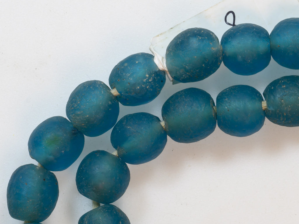 teal recycled glass bead from Ghana, krobo teal beads