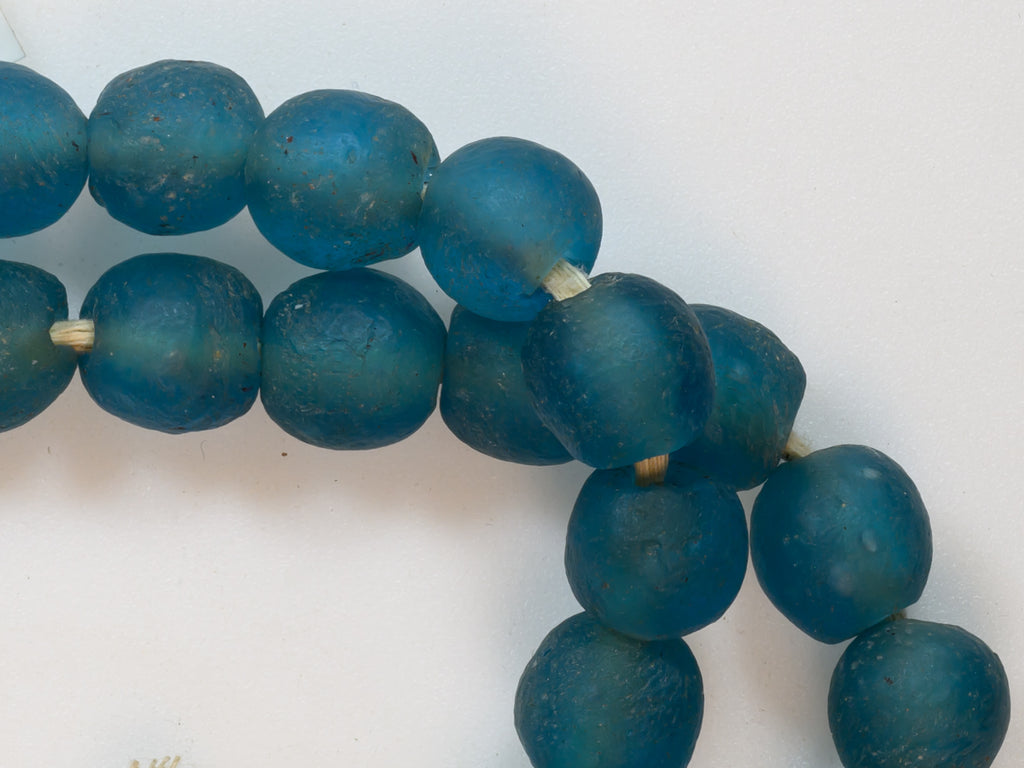 teal recycled glass bead from Ghana, krobo teal beads