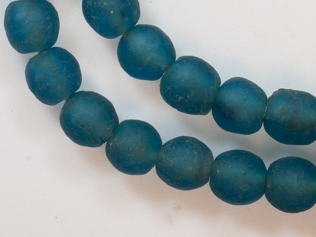 teal recycled glass bead from Ghana, krobo teal beads