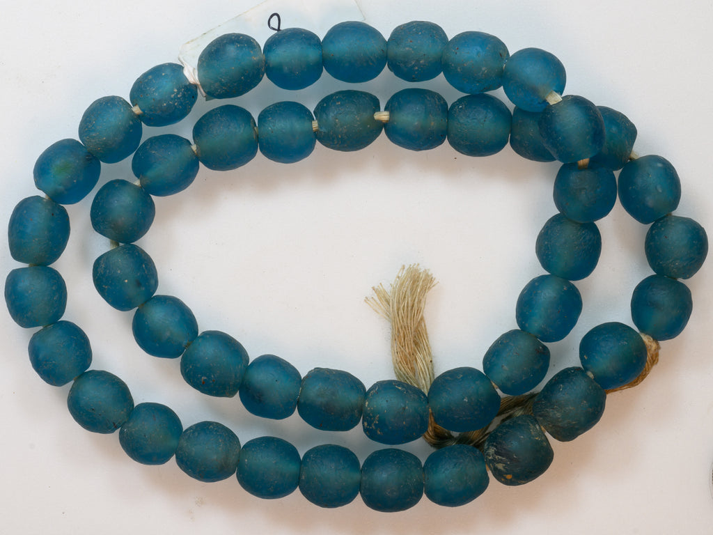 teal recycled glass bead from Ghana, Krobo teal beads