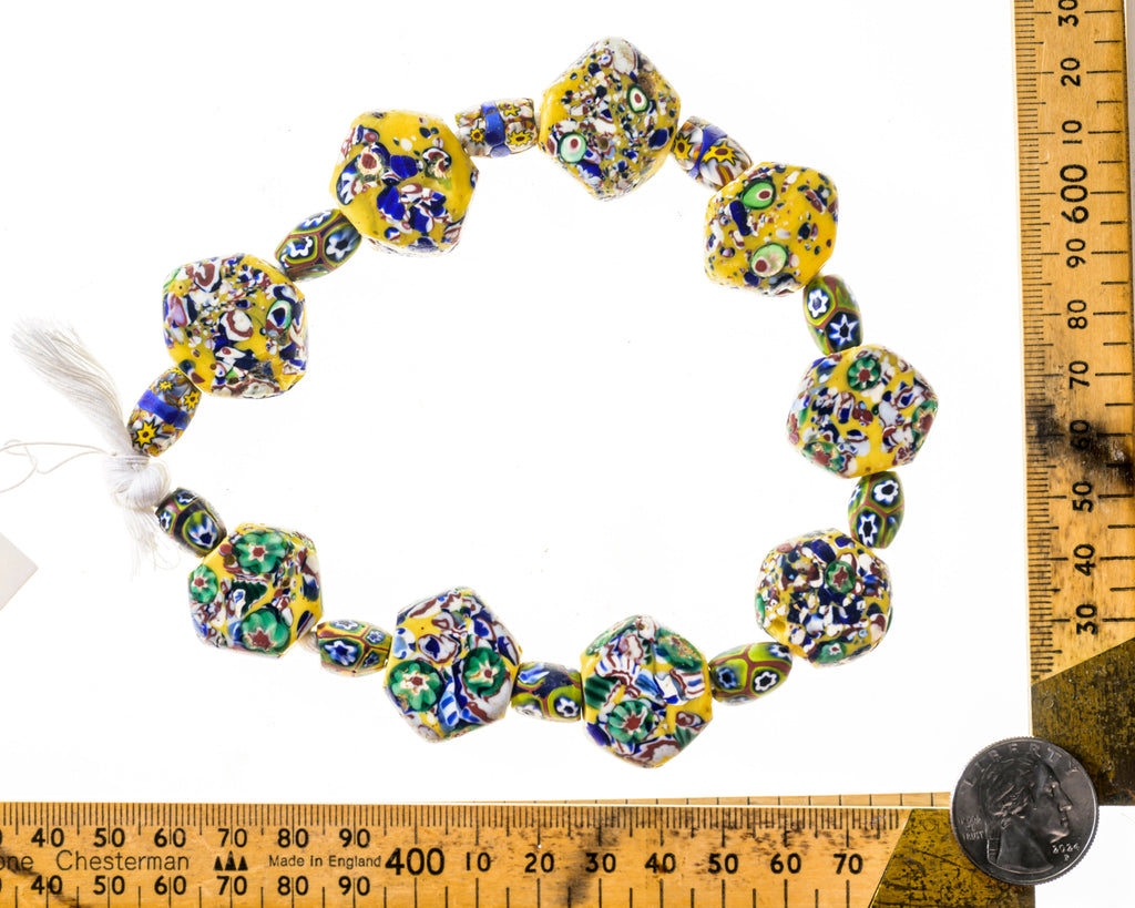 VMT100,African trade millefiori, African Trade Venetian, Antique Trade Beads, Collectible Beads, Rare tabular milefiori, Tabular venetian bead, under-100, venetian millefiori, venetian millefiori beads