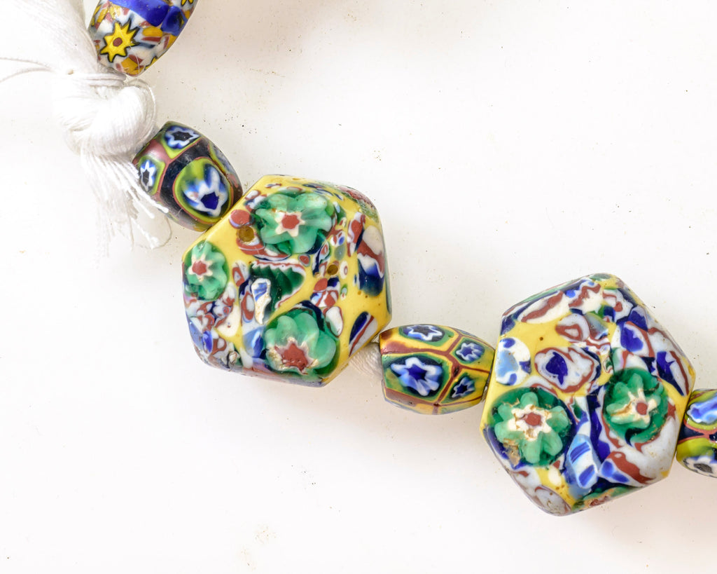 VMT100,African trade millefiori, African Trade Venetian, Antique Trade Beads, Collectible Beads, Rare tabular milefiori, Tabular venetian bead, under-100, venetian millefiori, venetian millefiori beads