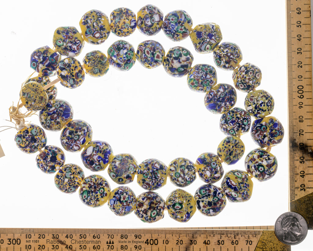 VMT100,African trade millefiori, African Trade Venetian, Antique Trade Beads, Collectible Beads, Rare tabular milefiori, Tabular venetian bead, under-100, venetian millefiori, venetian millefiori beads