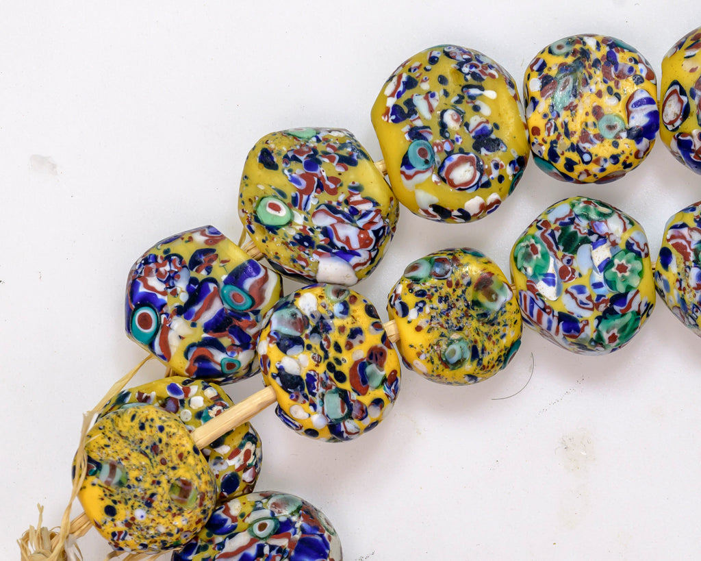 VMT100,African trade millefiori, African Trade Venetian, Antique Trade Beads, Collectible Beads, Rare tabular milefiori, Tabular venetian bead, under-100, venetian millefiori, venetian millefiori beads