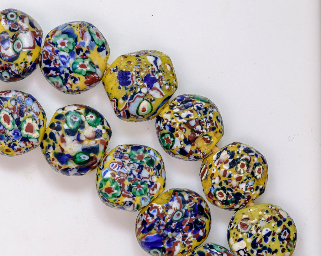 VMT100,African trade millefiori, African Trade Venetian, Antique Trade Beads, Collectible Beads, Rare tabular milefiori, Tabular venetian bead, under-100, venetian millefiori, venetian millefiori beads