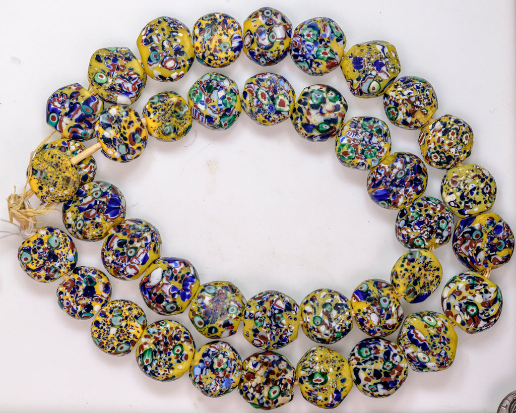 VMT100,African trade millefiori, African Trade Venetian, Antique Trade Beads, Collectible Beads, Rare tabular milefiori, Tabular venetian bead, under-100, venetian millefiori, venetian millefiori beads