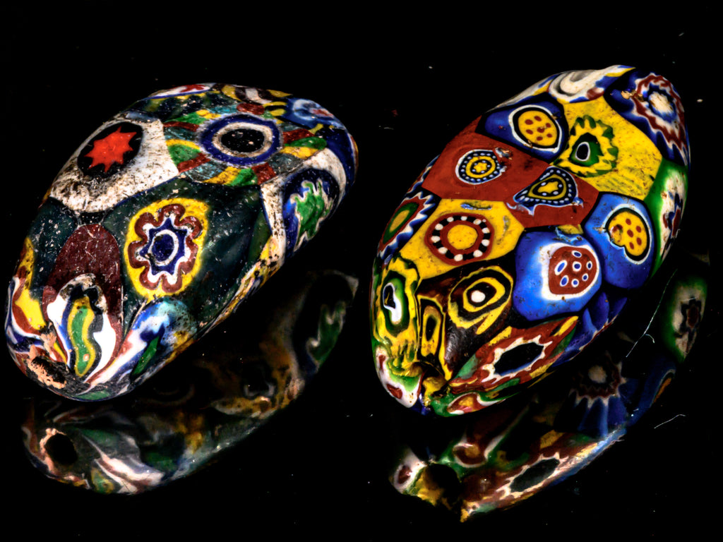 VMT100,African trade millefiori, African Trade Venetian, Antique Trade Beads, Collectible Beads, Rare tabular milefiori, Tabular venetian bead, under-100, venetian millefiori, venetian millefiori beads