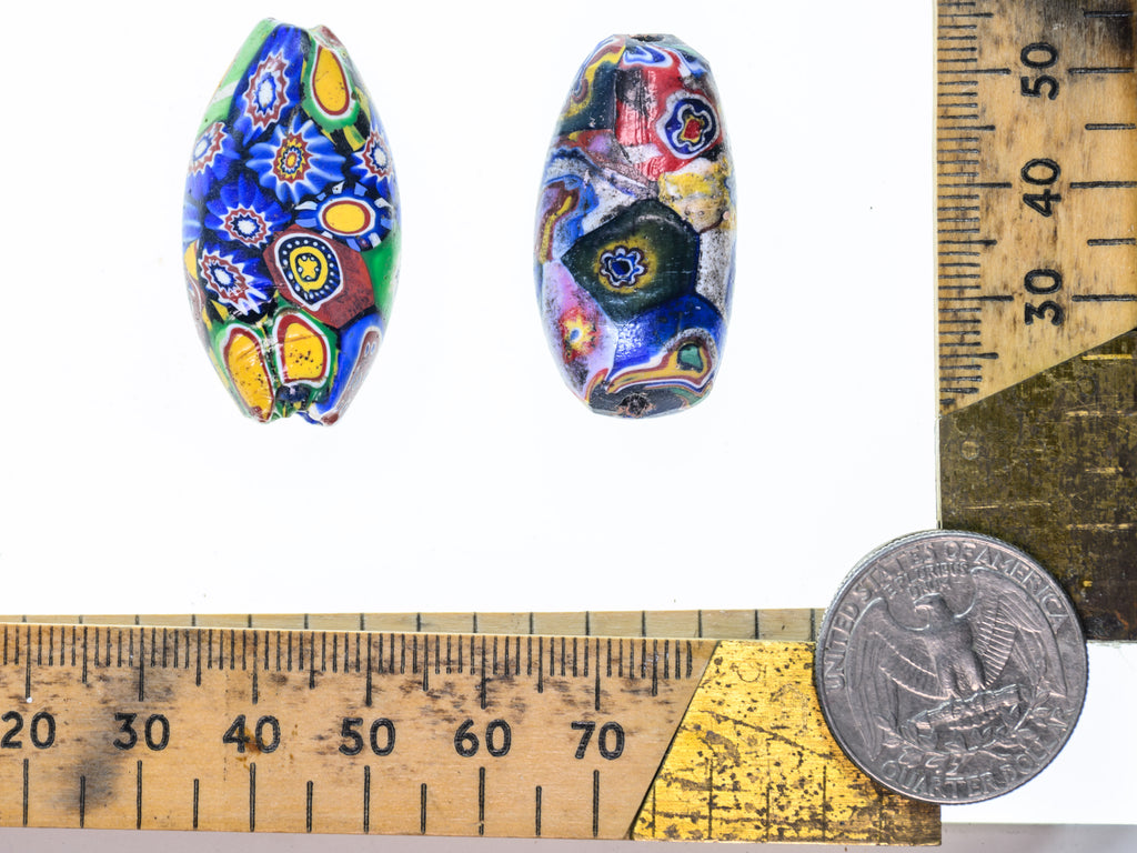 VMT100,African trade millefiori, African Trade Venetian, Antique Trade Beads, Collectible Beads, Rare tabular milefiori, Tabular venetian bead, under-100, venetian millefiori, venetian millefiori beads