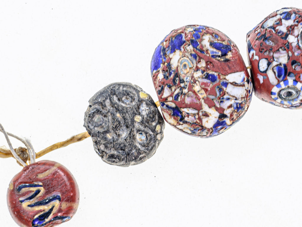 VMT100,African trade millefiori, African Trade Venetian, Antique Trade Beads, Collectible Beads, Rare tabular milefiori, Tabular venetian bead, under-100, venetian millefiori, venetian millefiori beads