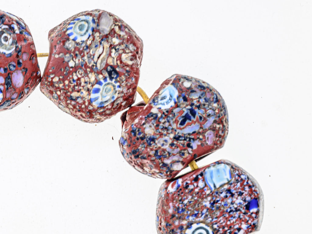 VMT100,African trade millefiori, African Trade Venetian, Antique Trade Beads, Collectible Beads, Rare tabular milefiori, Tabular venetian bead, under-100, venetian millefiori, venetian millefiori beads