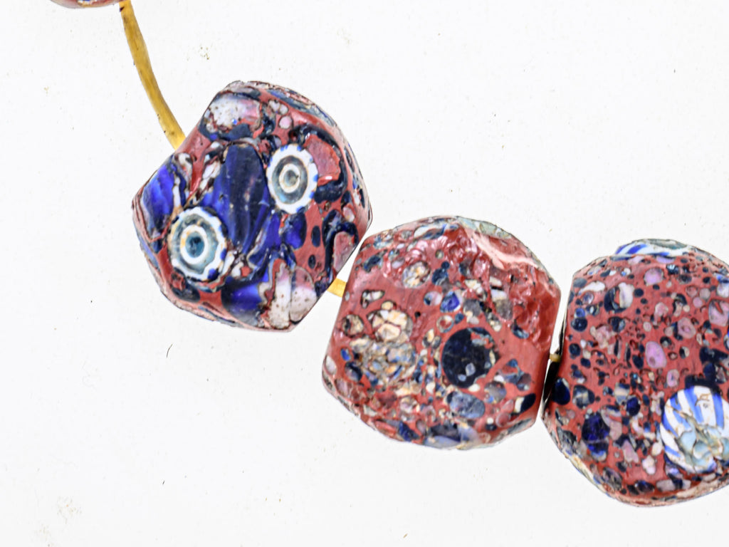 VMT100,African trade millefiori, African Trade Venetian, Antique Trade Beads, Collectible Beads, Rare tabular milefiori, Tabular venetian bead, under-100, venetian millefiori, venetian millefiori beads