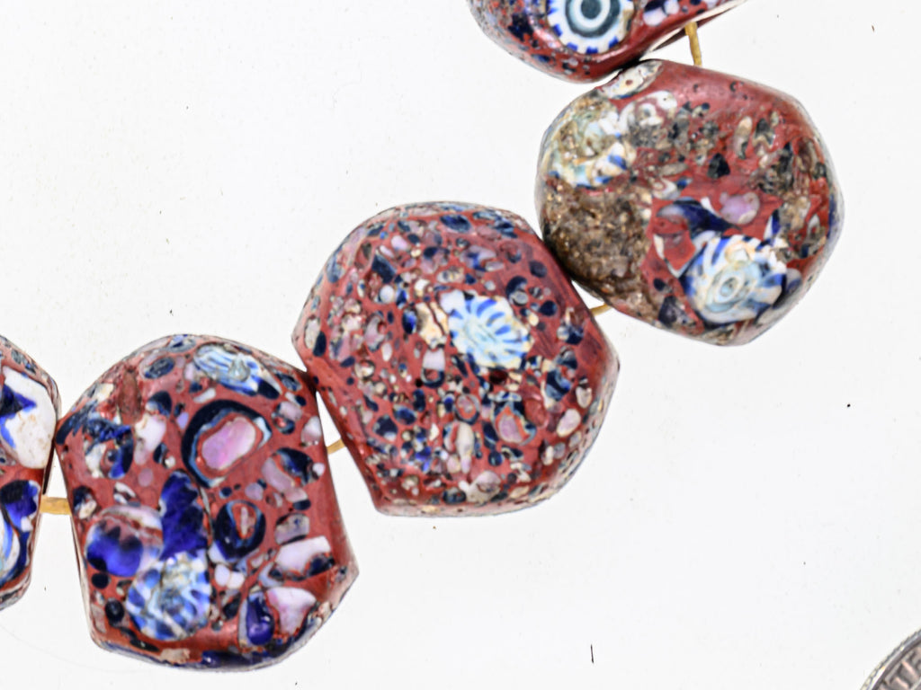 VMT100,African trade millefiori, African Trade Venetian, Antique Trade Beads, Collectible Beads, Rare tabular milefiori, Tabular venetian bead, under-100, venetian millefiori, venetian millefiori beads