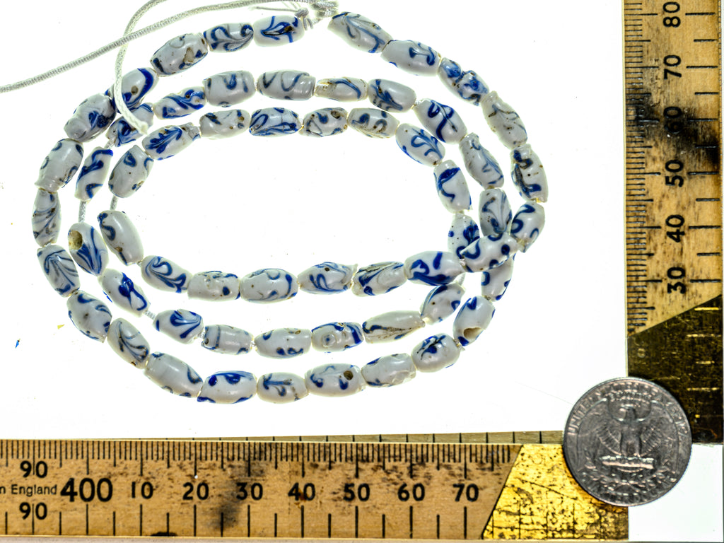 VAT140,African Bicone glass venetian beadsTrade Beads, African Trade Delft Bead, African Trade Venetian, Antique Trade Beads, Blue, Collectible Beads, Old Venetian Beads, Teal, Venetian Delft bead, White