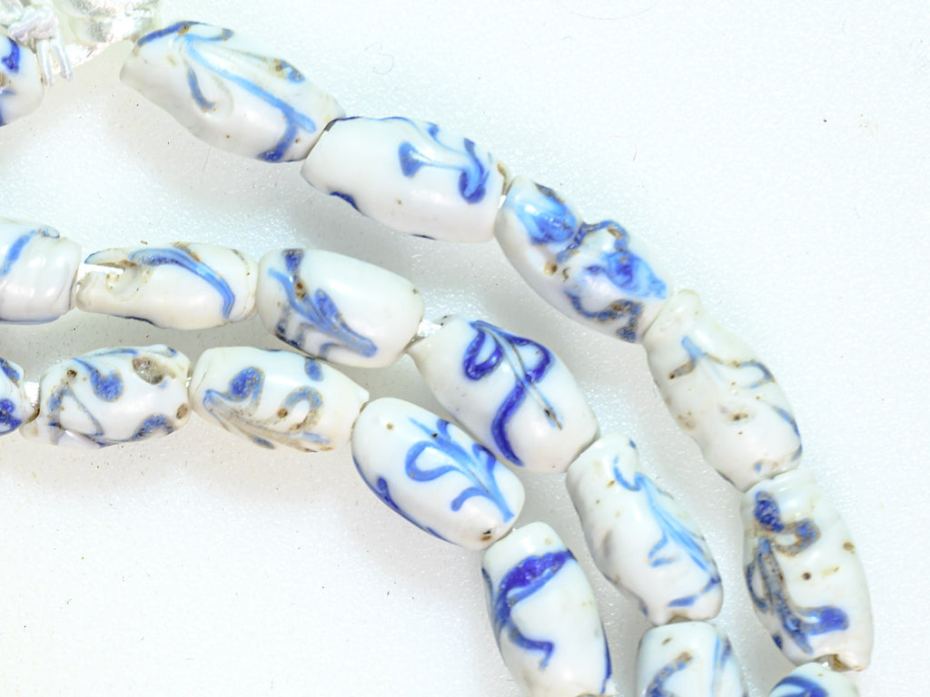 VAT140,African Bicone glass venetian beadsTrade Beads, African Trade Delft Bead, African Trade Venetian, Antique Trade Beads, Blue, Collectible Beads, Old Venetian Beads, Teal, Venetian Delft bead, White