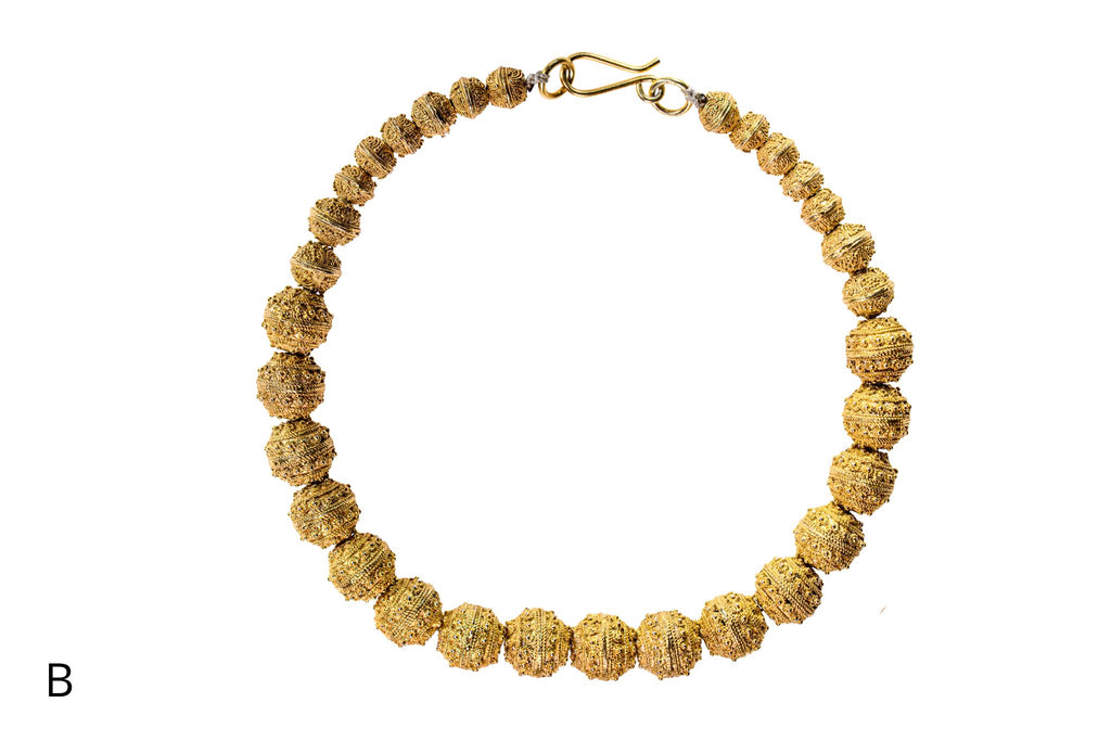 Vintage Mauritanian Granulated Gold Wash Silver Ethic Necklace