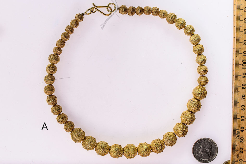 Vintage Mauritanian Granulated Gold Wash Silver Ethic Necklace