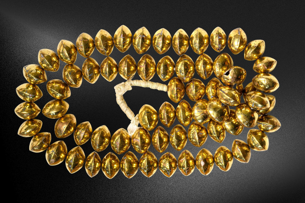 Large Handmade Saucer Bi-cone Beads from Mali, Brass