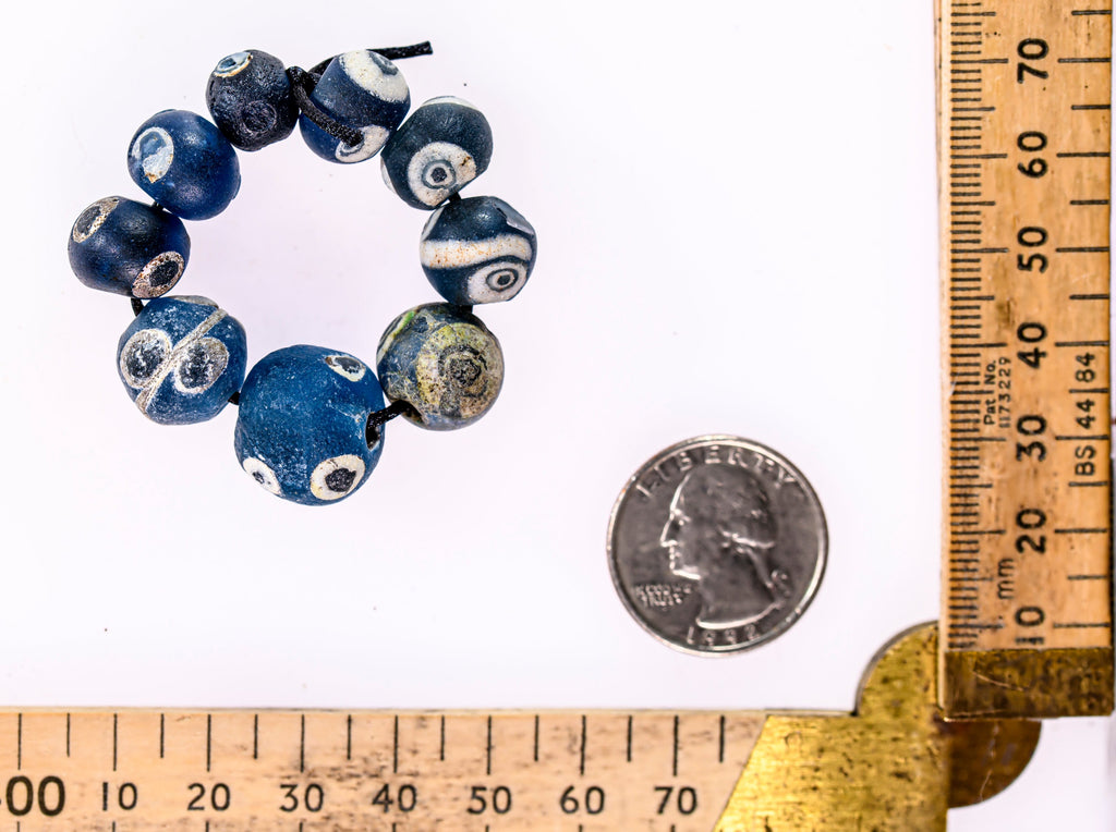 Ancient Excavated Blue Glass Evil Eye Beads