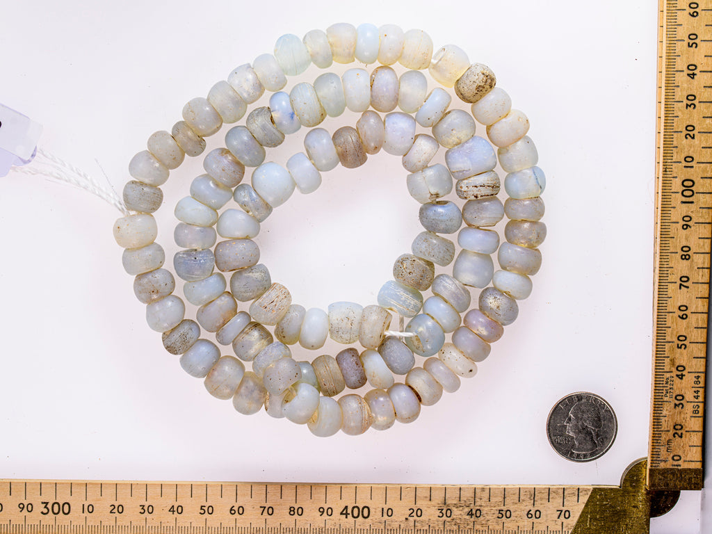 Antique Dutch Opalescent Moon Beads from Ethiopia. African Trade Glass Moon Beads