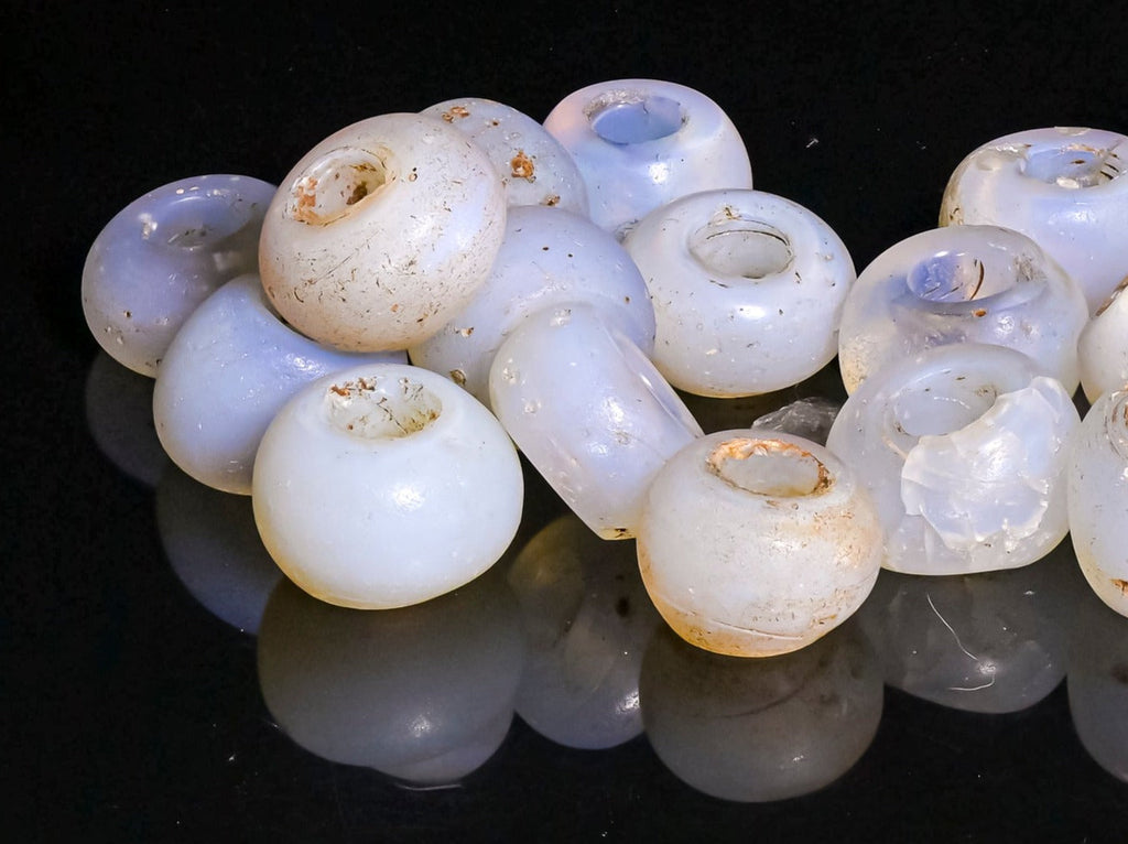 Antique Dutch Opalescent Moon Beads from Ethiopia. African Trade Glass Moon Beads