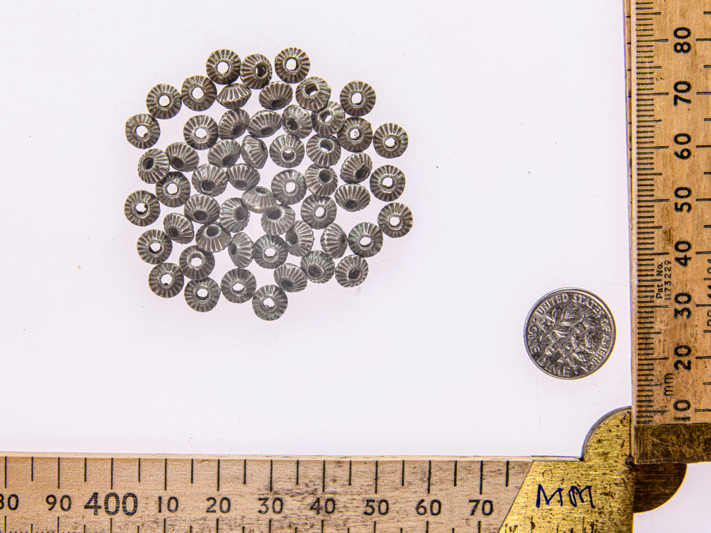 One Bicone Granulated High Silver Spacer Bead from Morocco