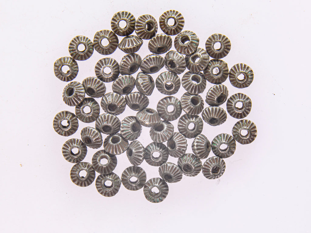 One Bicone Granulated High Silver Spacer Bead from Morocco