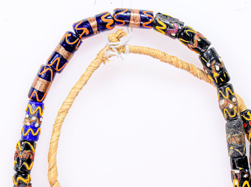 Antique Venetian Wedding Cake African Trade Beads Multi-Color With Aventurine