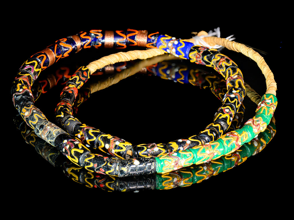 Antique Venetian Wedding Cake African Trade Beads Multi-Color With Aventurine