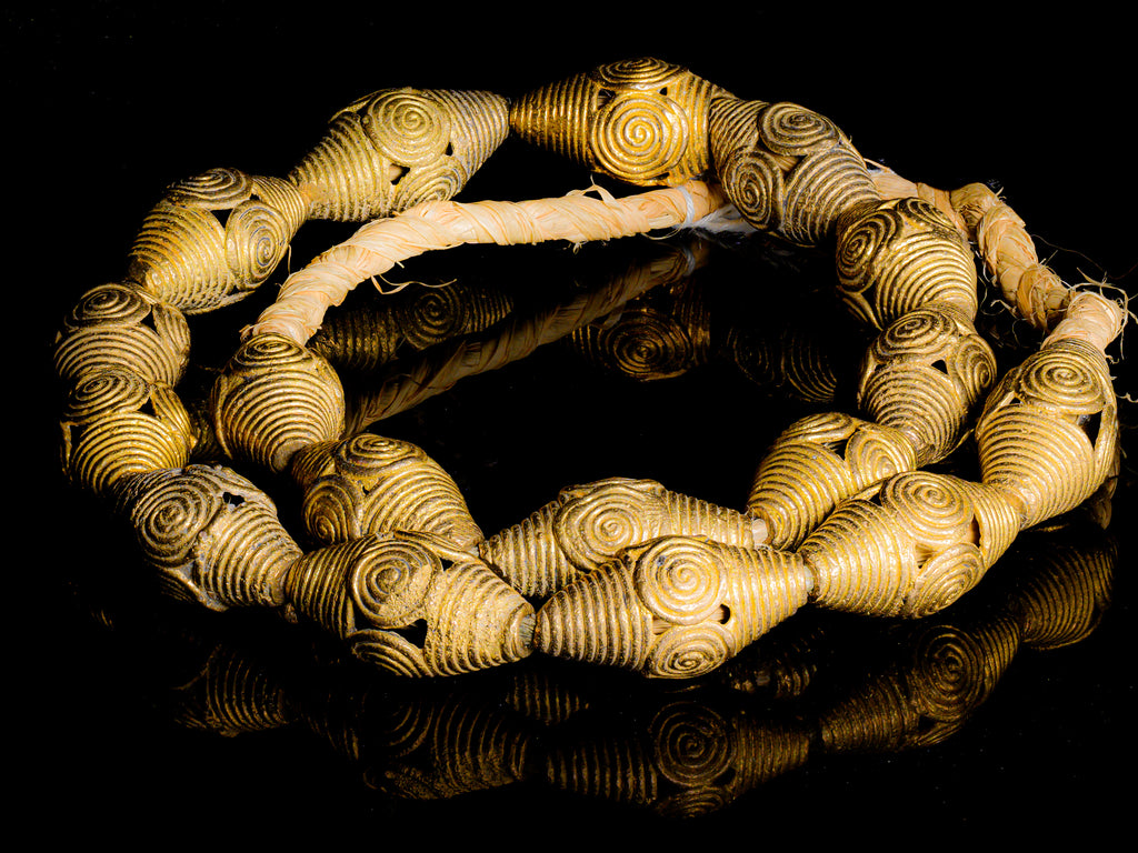 African Brass Bi-cone Beads from Ghana