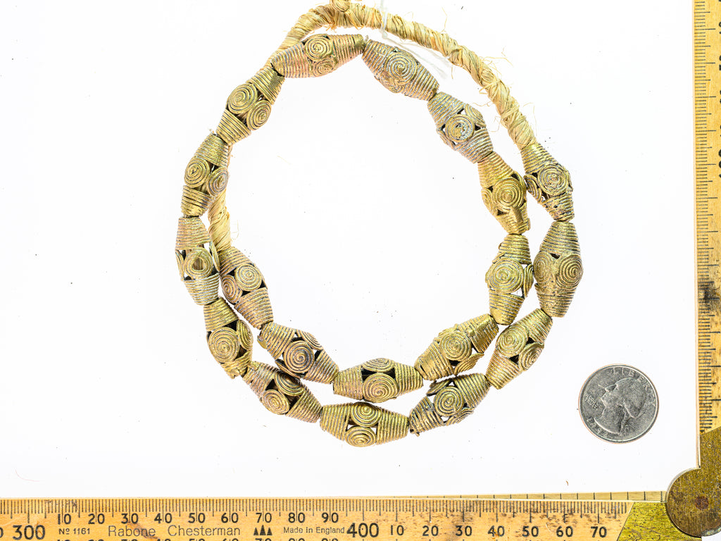 African Brass Bi-cone Metal Beads from Ghana