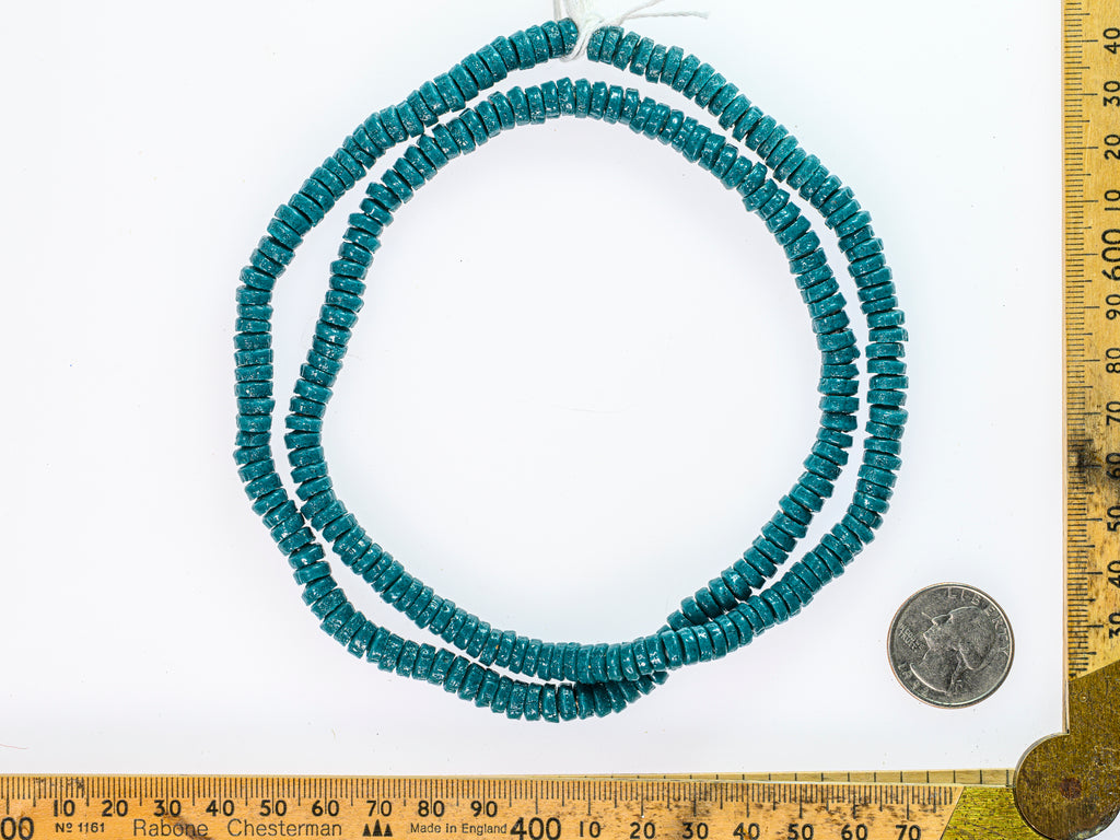 Antique Bohemian Kakamba Beads, teal green - M00375