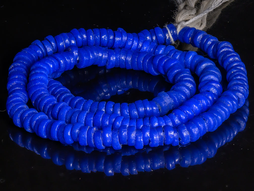Antique Bohemian Kakamba Beads in Cobalt Blue, M00376
