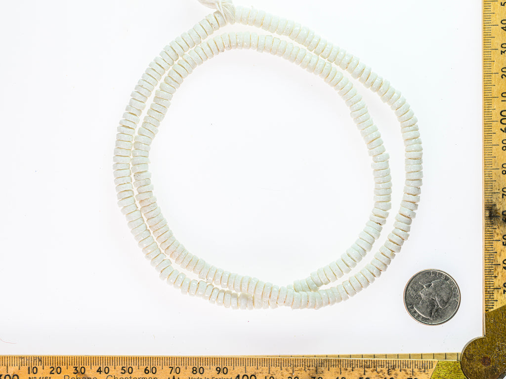 Antique Bohemian Kakamba Prosser Beads in White - M00380