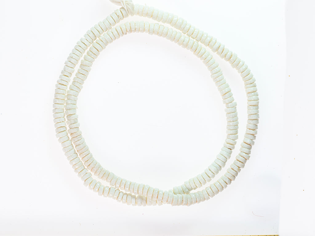 Antique Bohemian Kakamba Prosser Beads in White - M00380