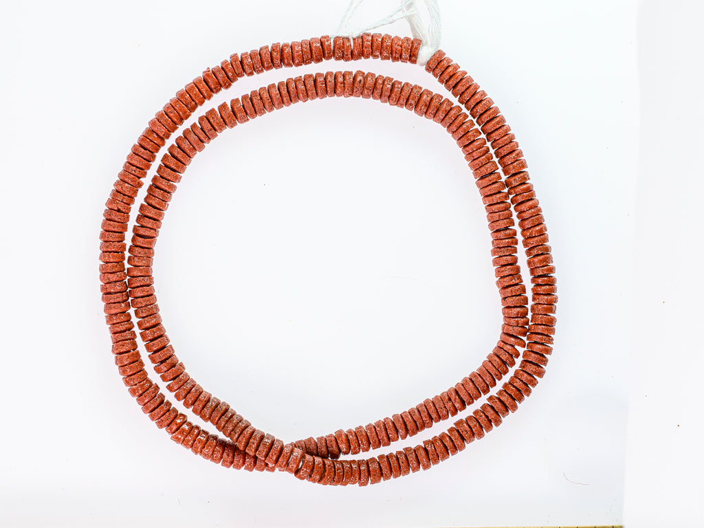 Antique Bohemian Kakamba Beads, brick red / brown - M00379L