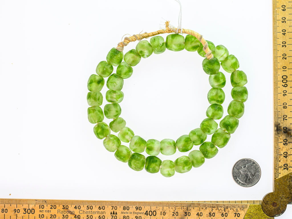 Recycled Glass Beads from Ghana M00408 - light green swirl