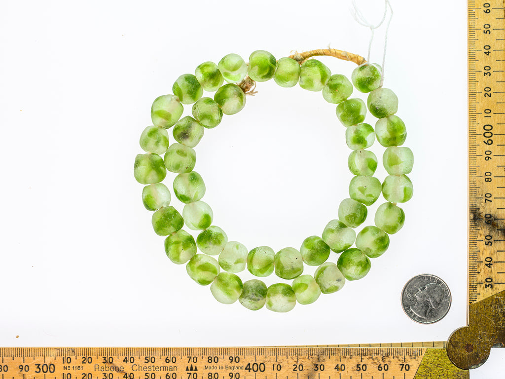Recycled Glass Beads from Ghana M00409 - light bottle green