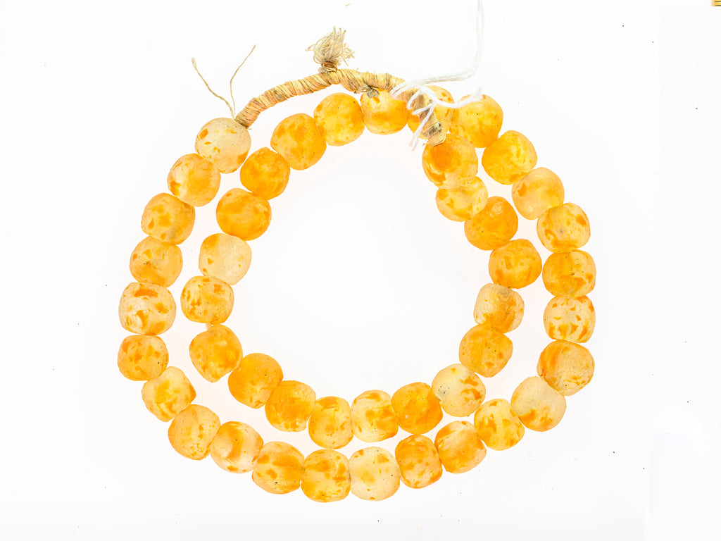 Recycled Glass Beads from Ghana M00410 - milky orange
