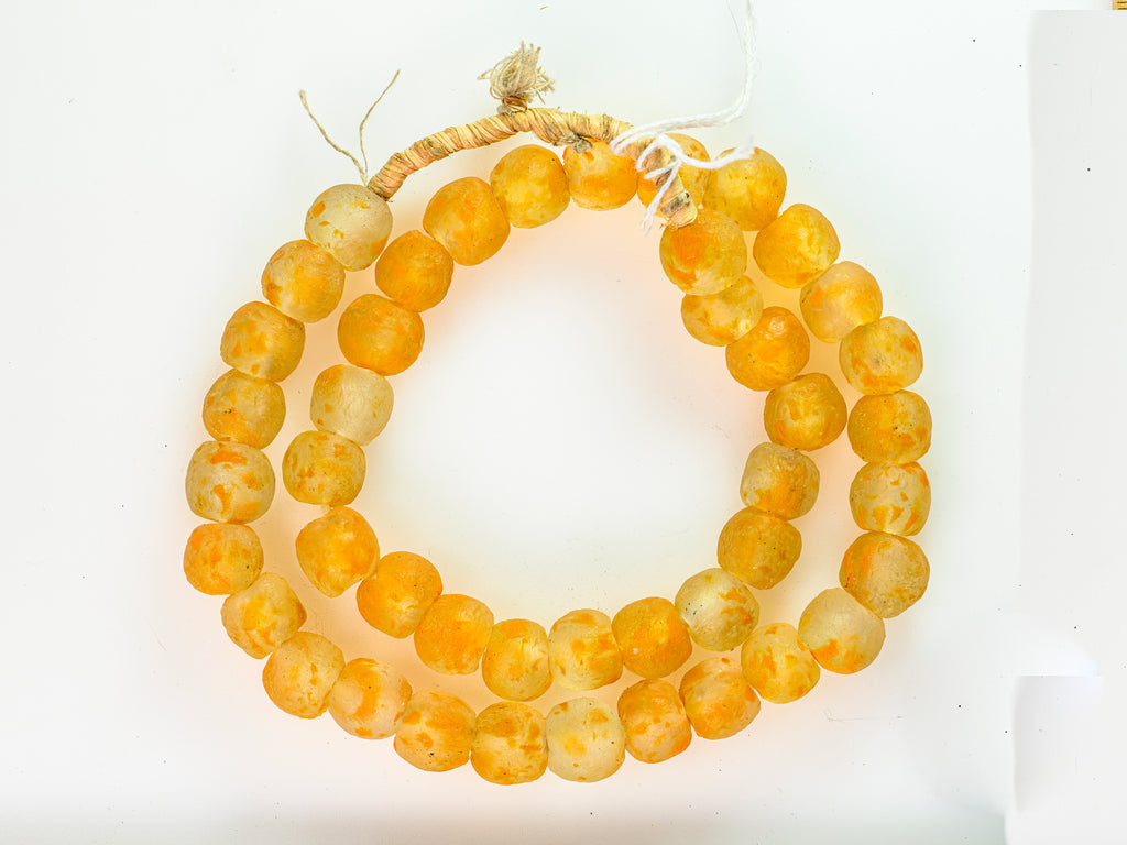 Recycled Glass Beads from Ghana M00410 - milky orange